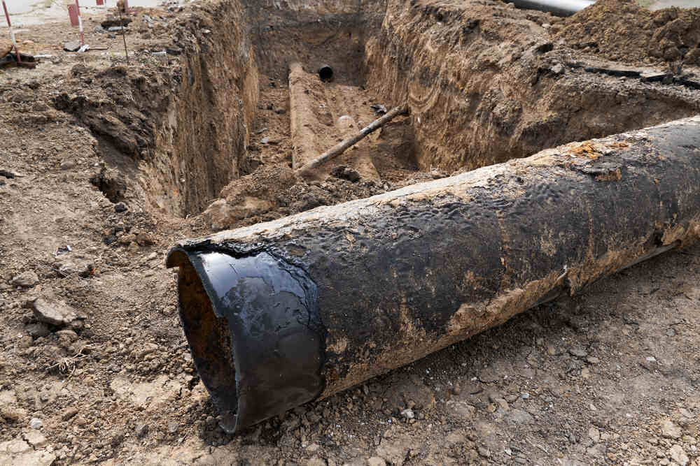 damaged underground sewer pipe